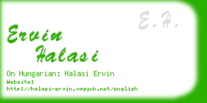 ervin halasi business card